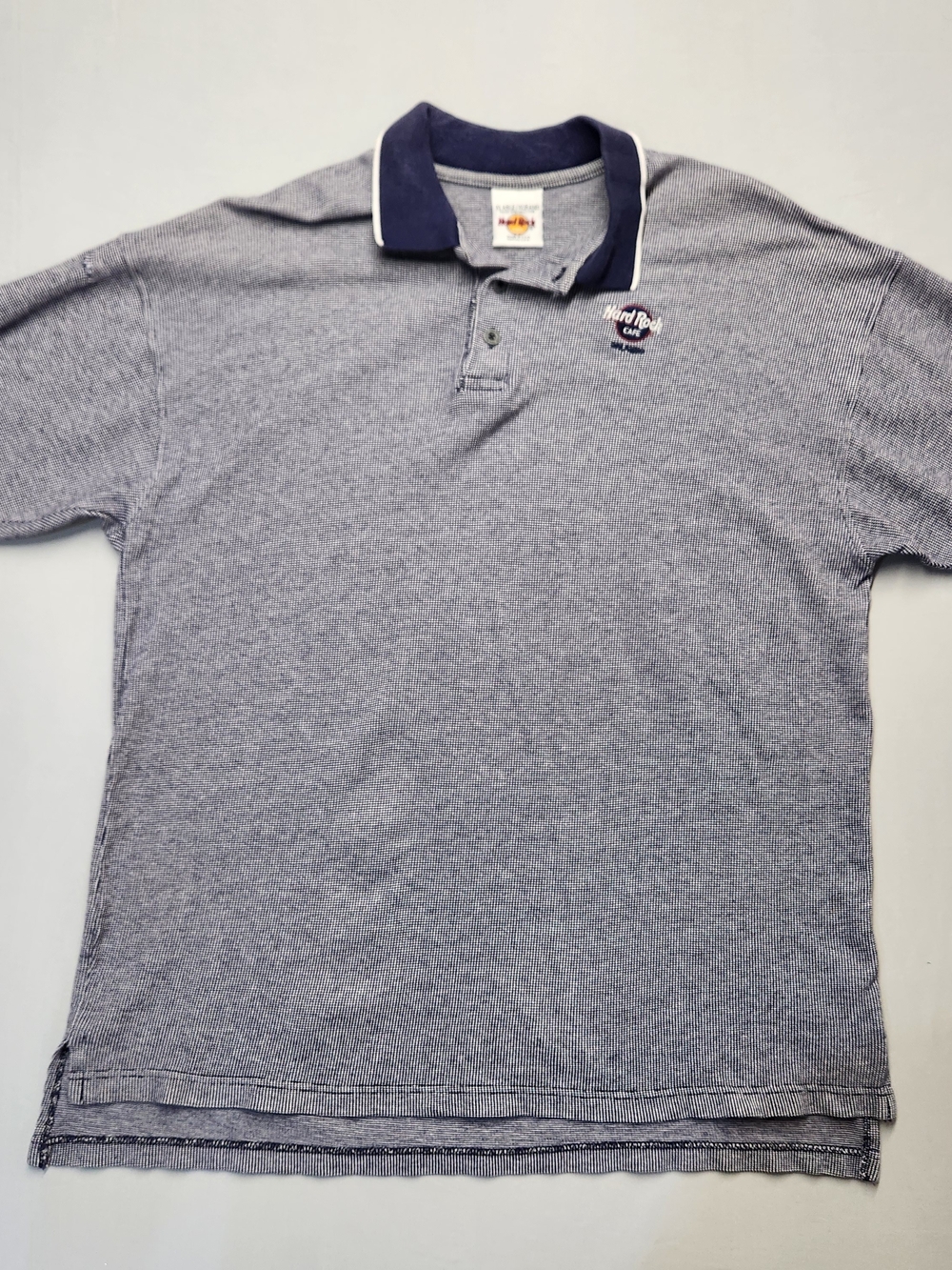 VTG 90s Hard Rock Cafe Orlando Micro Check Polo Shirt Mens XL Made in USA Hole